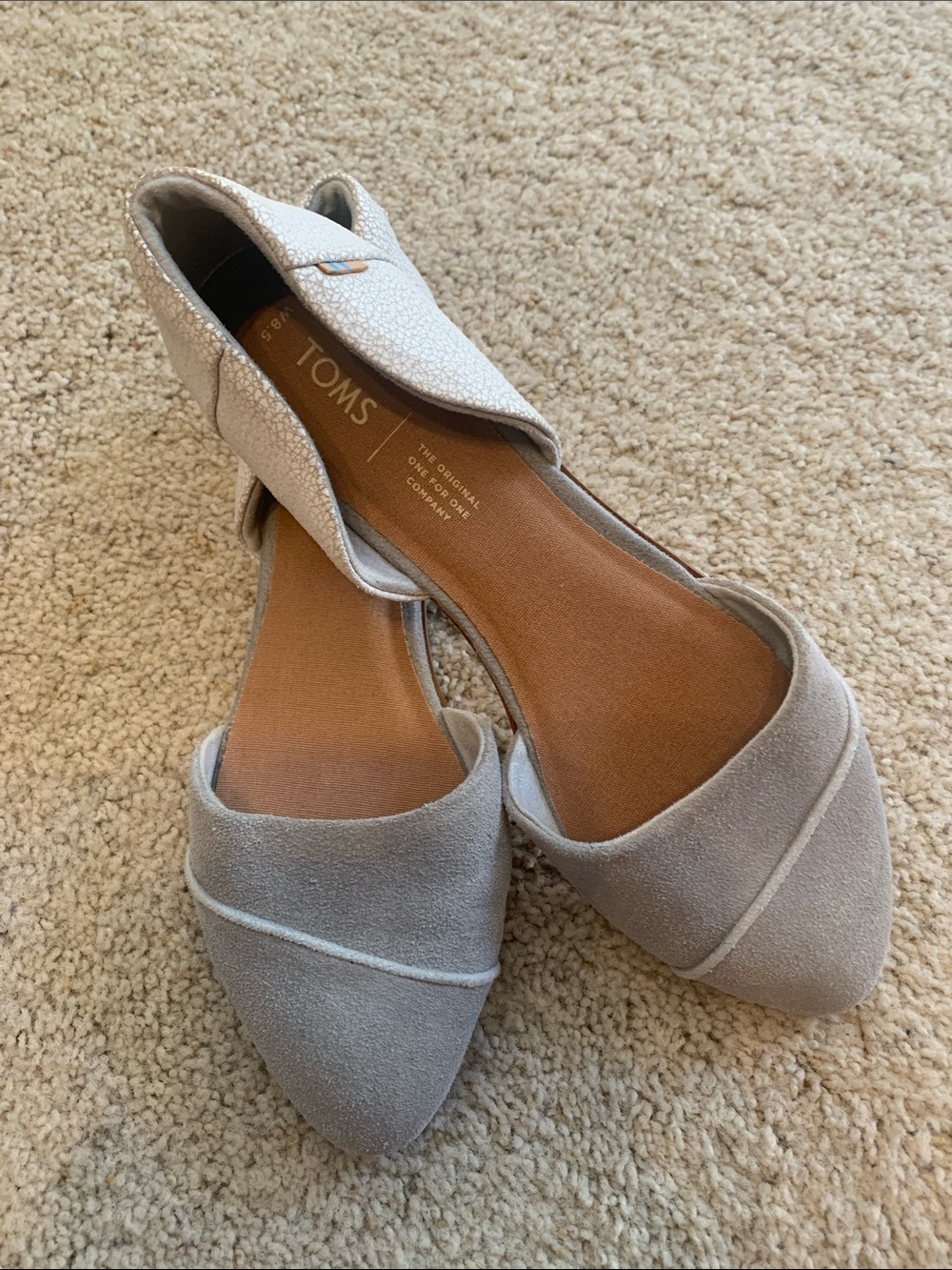 TOMS Light Gray Suede D'Orsay Flats
